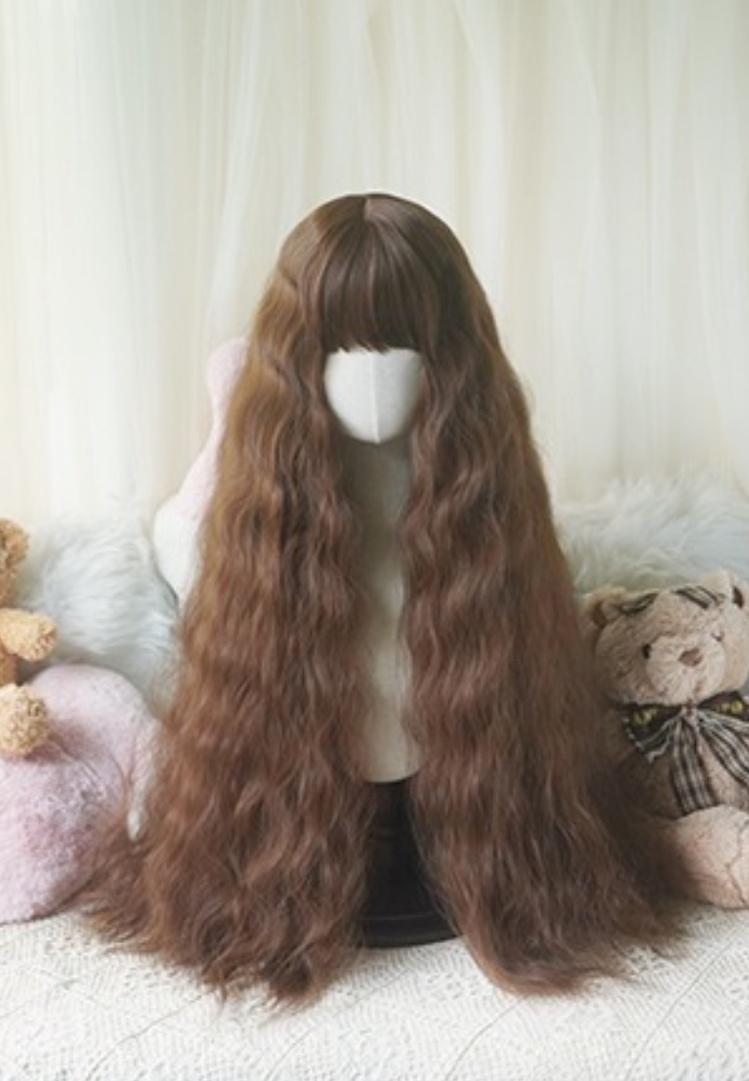 Imperial Tea~Sweet Lolita Wig 80cm Woolly Curls Wig Caramel Brown (With Hairnet)  