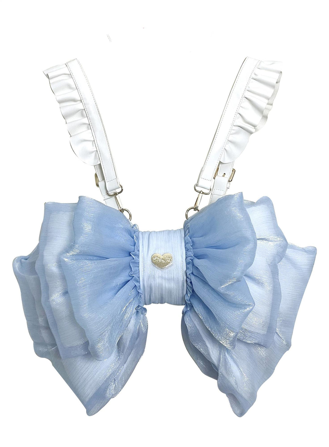 (Buyforme)Boguta~ Satin Butterfly Bow Bag Versatile Elegance Lolita Bag S blue bag+white shoulder strap