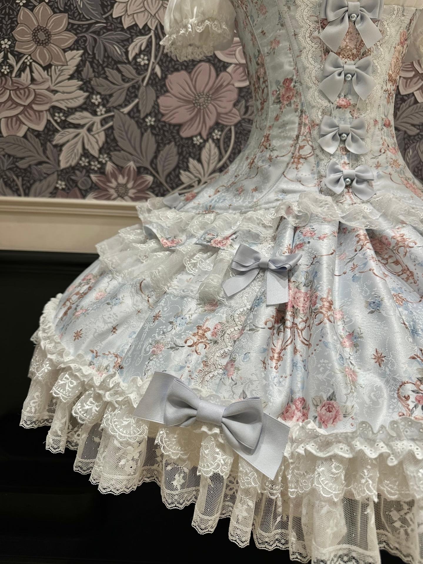 Mengfuzi - FLower in the Mirror - Old-School Lolita Bodice & SK Set, Short-Sleeved OP 44280:802290
