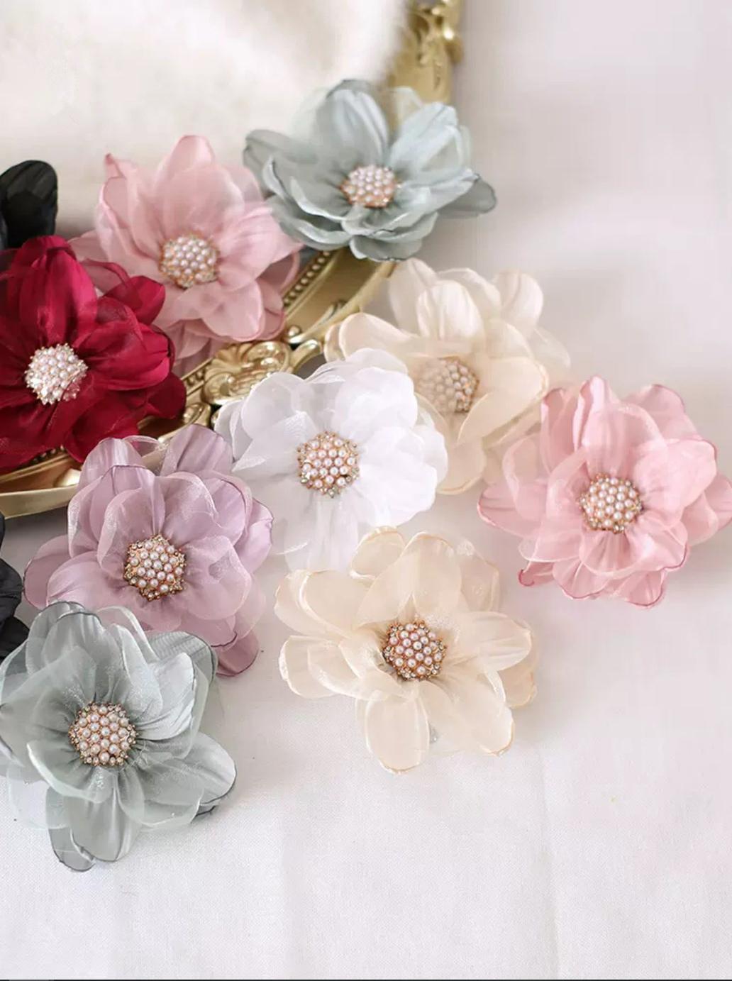 Xiaogui - Elegant Lolita Headdress Organza Flower Hairpin
