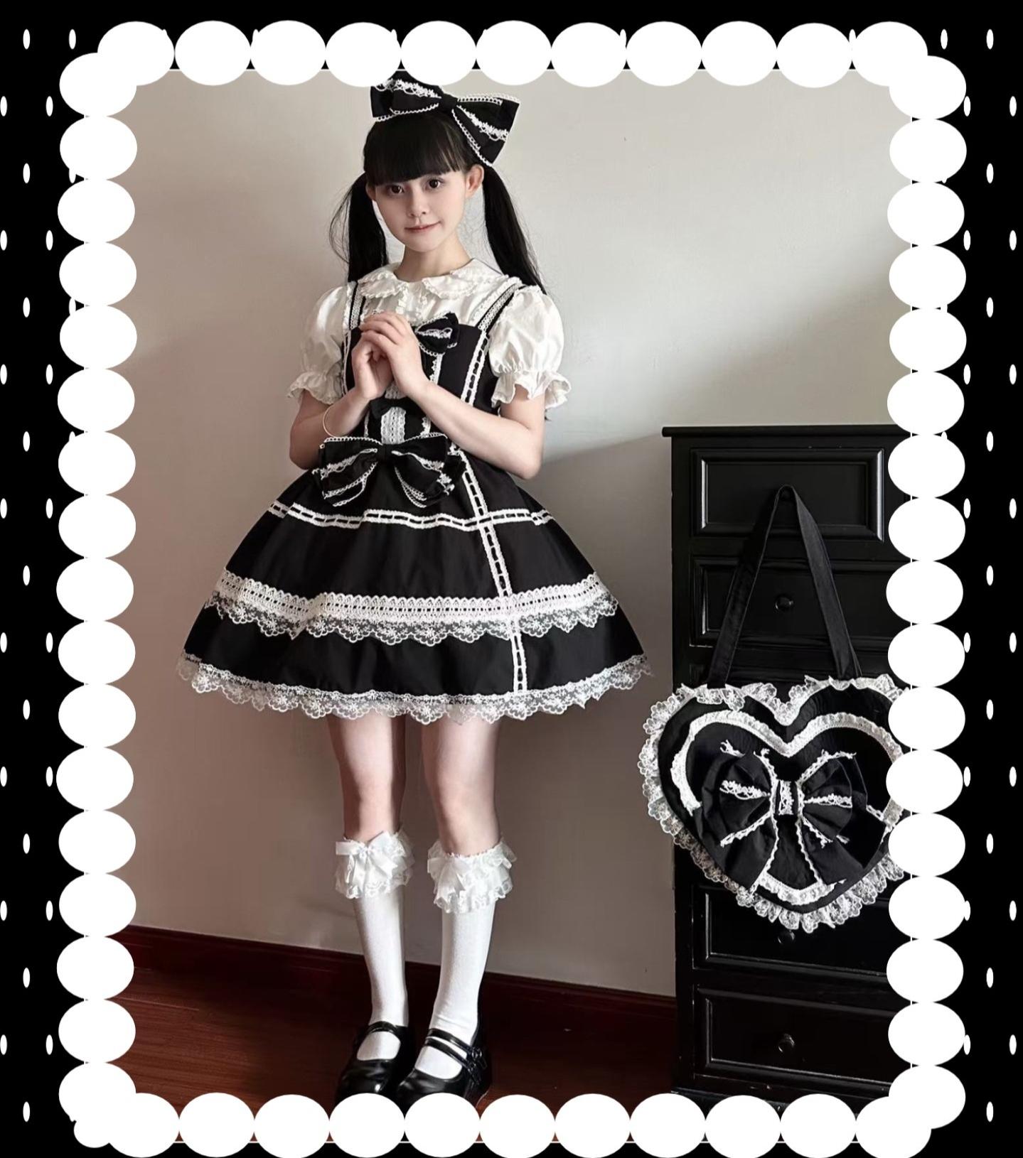 Old Heartache - Cotton Old School Lolita JSK Dress with Bows 45600:854544