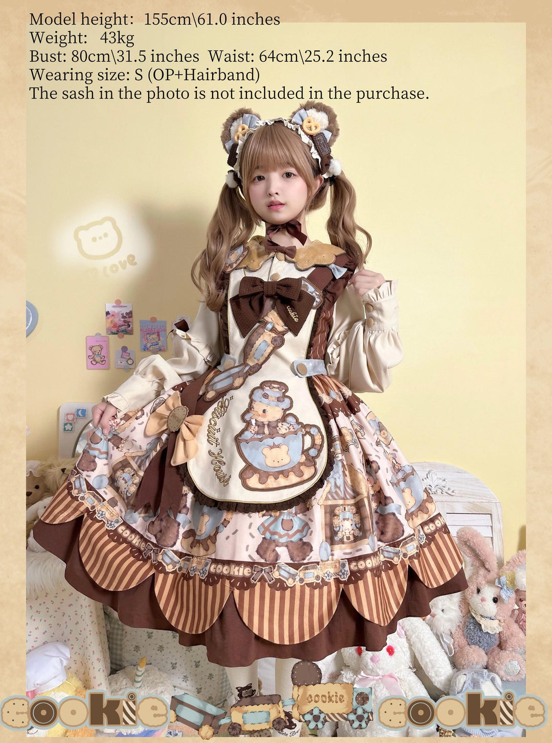 Star Fantasy~Bear Biscuit~Sweet Lolita Dress Winter Lolita OP and Salopette   