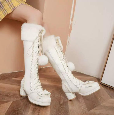 42Lolita Clearance Items Collection #55-White Lolita boots, size 40  