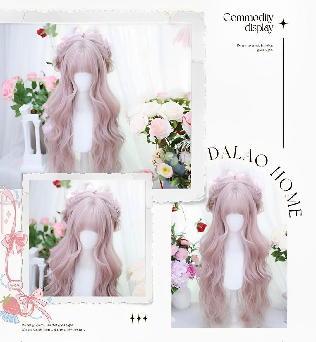 Dalao Home~Wen Wen~Natural Pink Lolita Wigs Long Curly Hair   