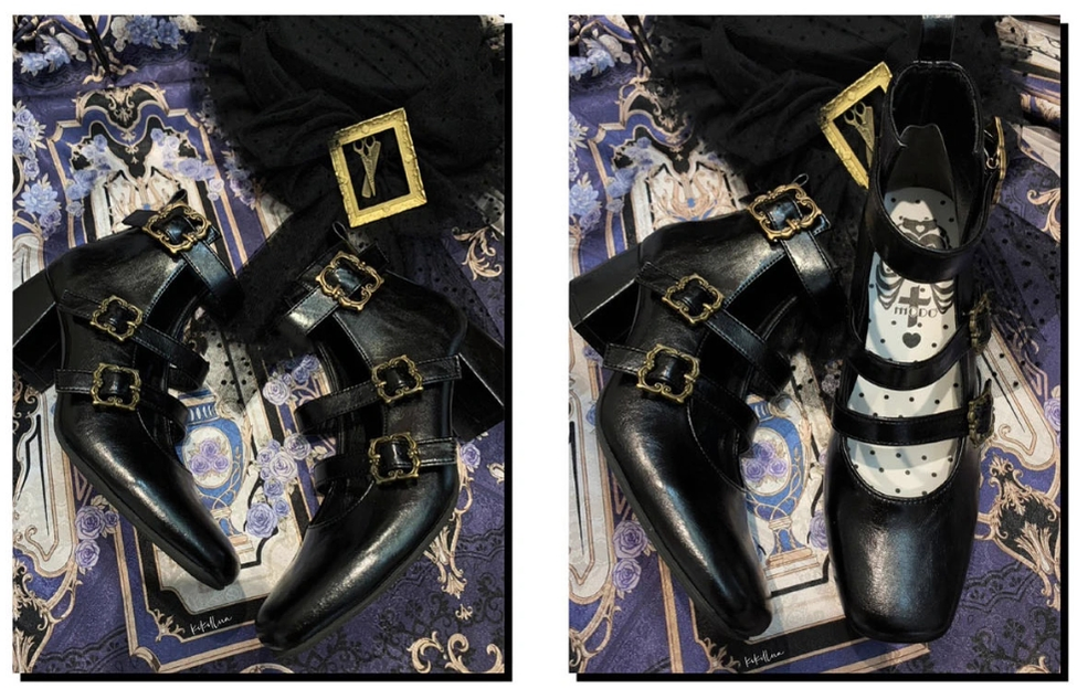 MODO~Praying Poem~Retro Elegant Lolita Three-buckle Mary Janes Shining Shoes 40656:671502