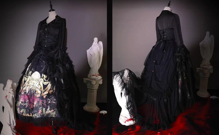 (BFM)Caged Bird Hotel~Reborn Ancient God~Gothic Lolita Shirt Lolita Skirt Set   