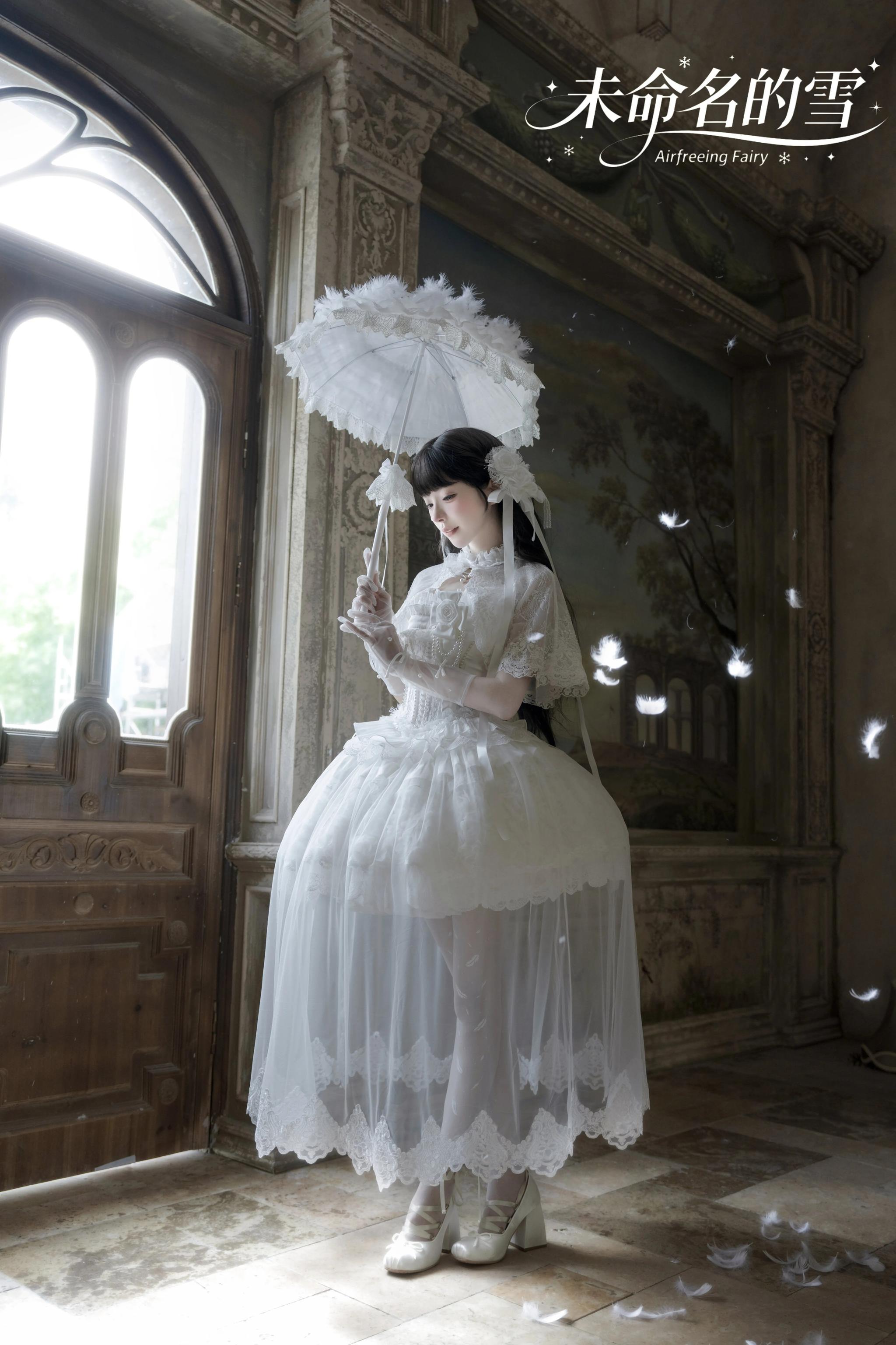 Nameless Snow - Classic Lolita Corset JSK Dress, Detachable Cape 45683:859007