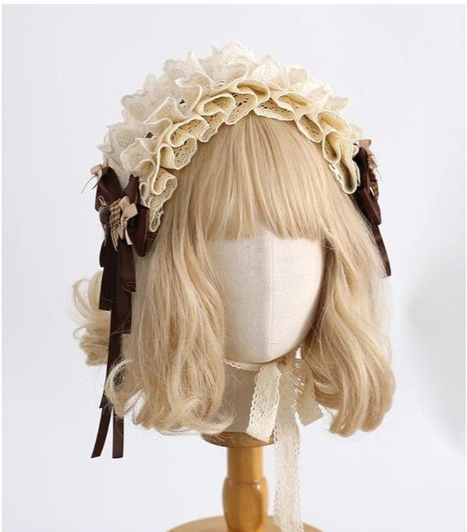 Xiaogui - Kawaii Lolita Headdress, Detachable Bear & Bunny Ears Layered Lace Hairband