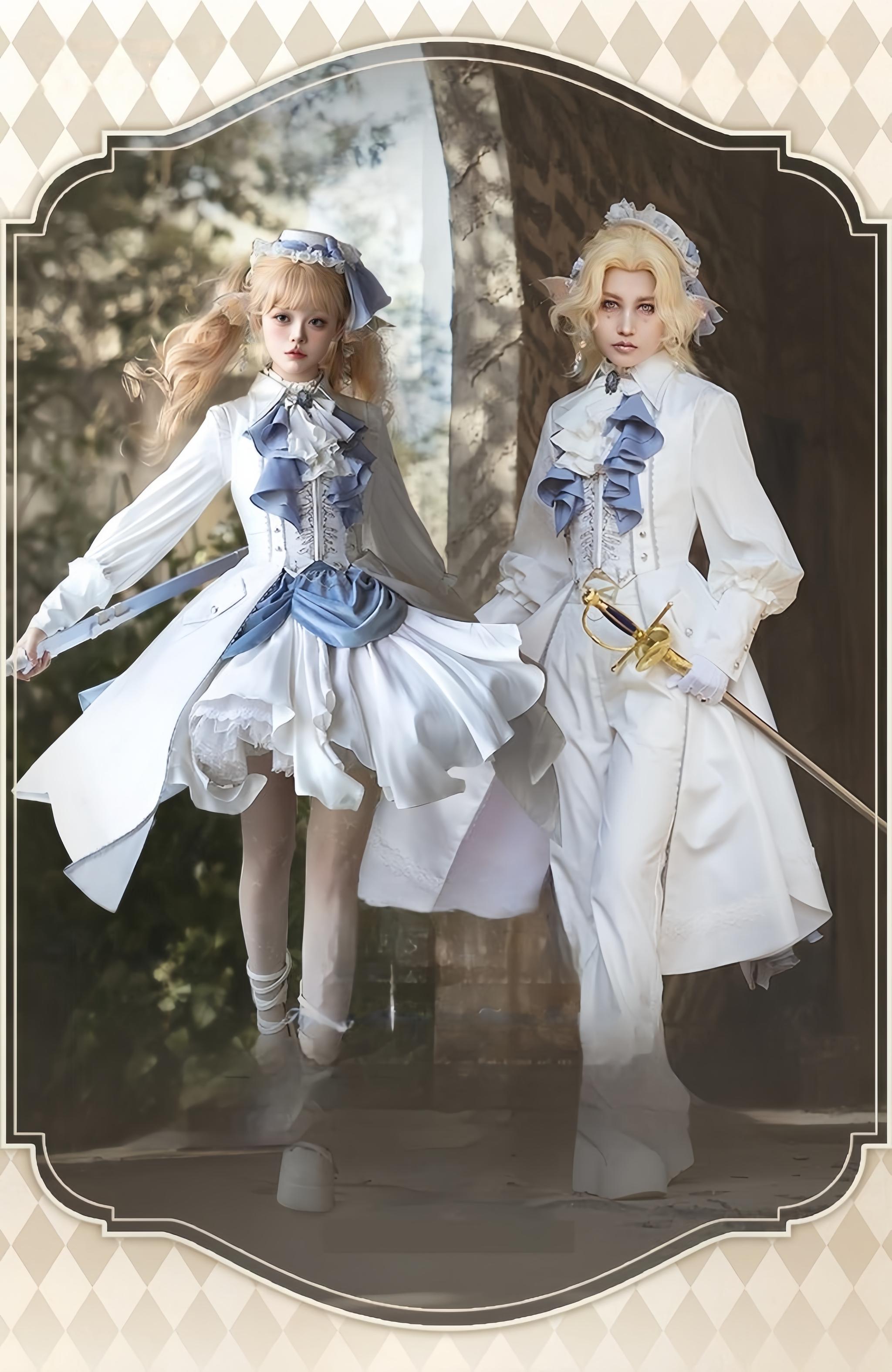 Crumbling Skeleton - Ouji Lolita Fishbone Embroideried Vest & Skirt Suits 37058:856238