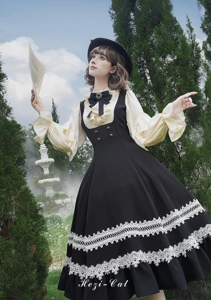 Hometown Autumn - Plus Size Classic Lolita Fake Two-Piece OP Dress 45667:857576