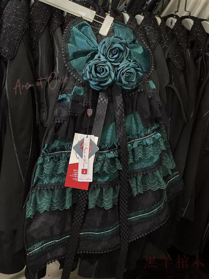 Arca et Ovis~Gothic Lolita Trailing Prince Series Lace Single-Sided Trailing Multicolors green and black  
