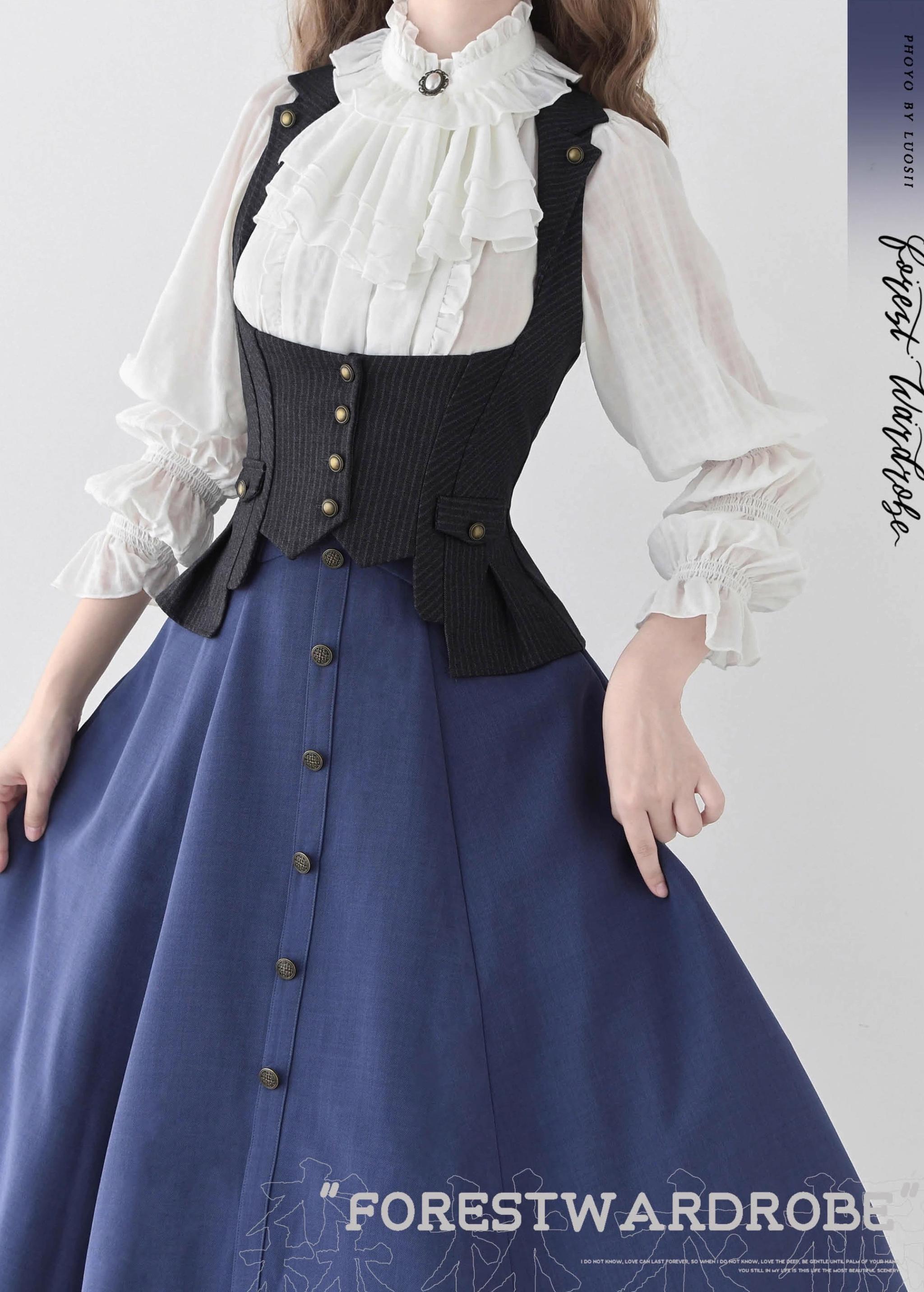 Classic Lolita Fishbone Long Skirt, Side Pockets