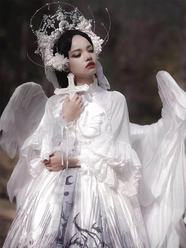 Dragon Bone Cemetery - Gothic Lolita Batwing Sleeves Blouse 13668:840122
