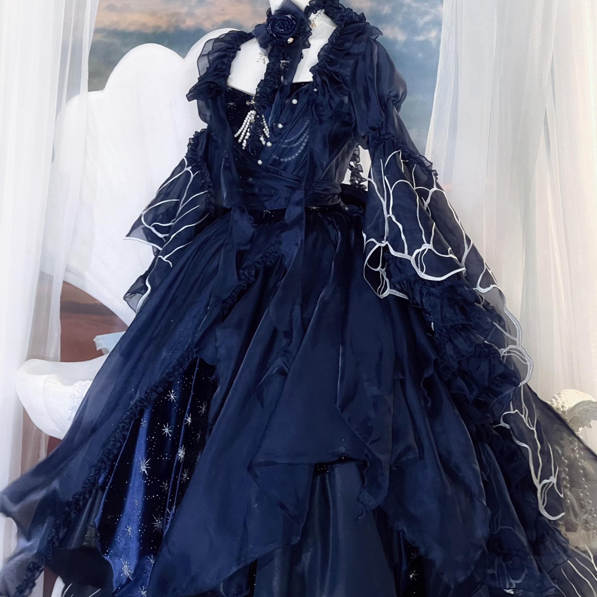 Atlantis - Gorgerous Classic Lolita Star Velvet JSK & Corset Skirt Set 45514:852518