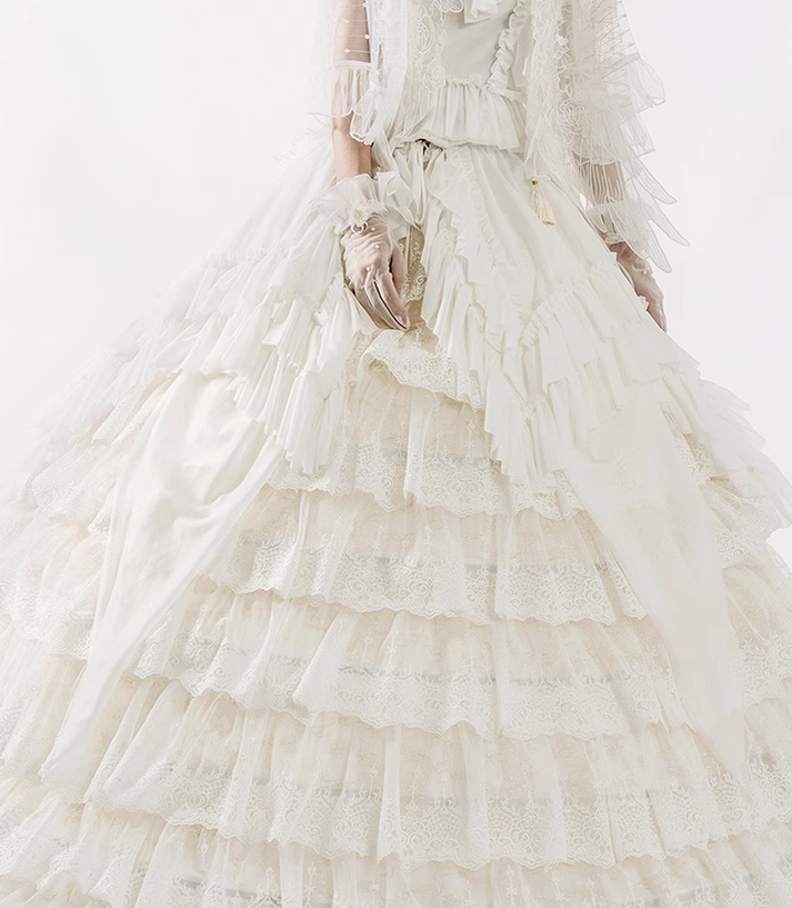 Sentaro - Elegant Lolita A-line Fish-bon Adjustable Tiered Skirt 15014:208914