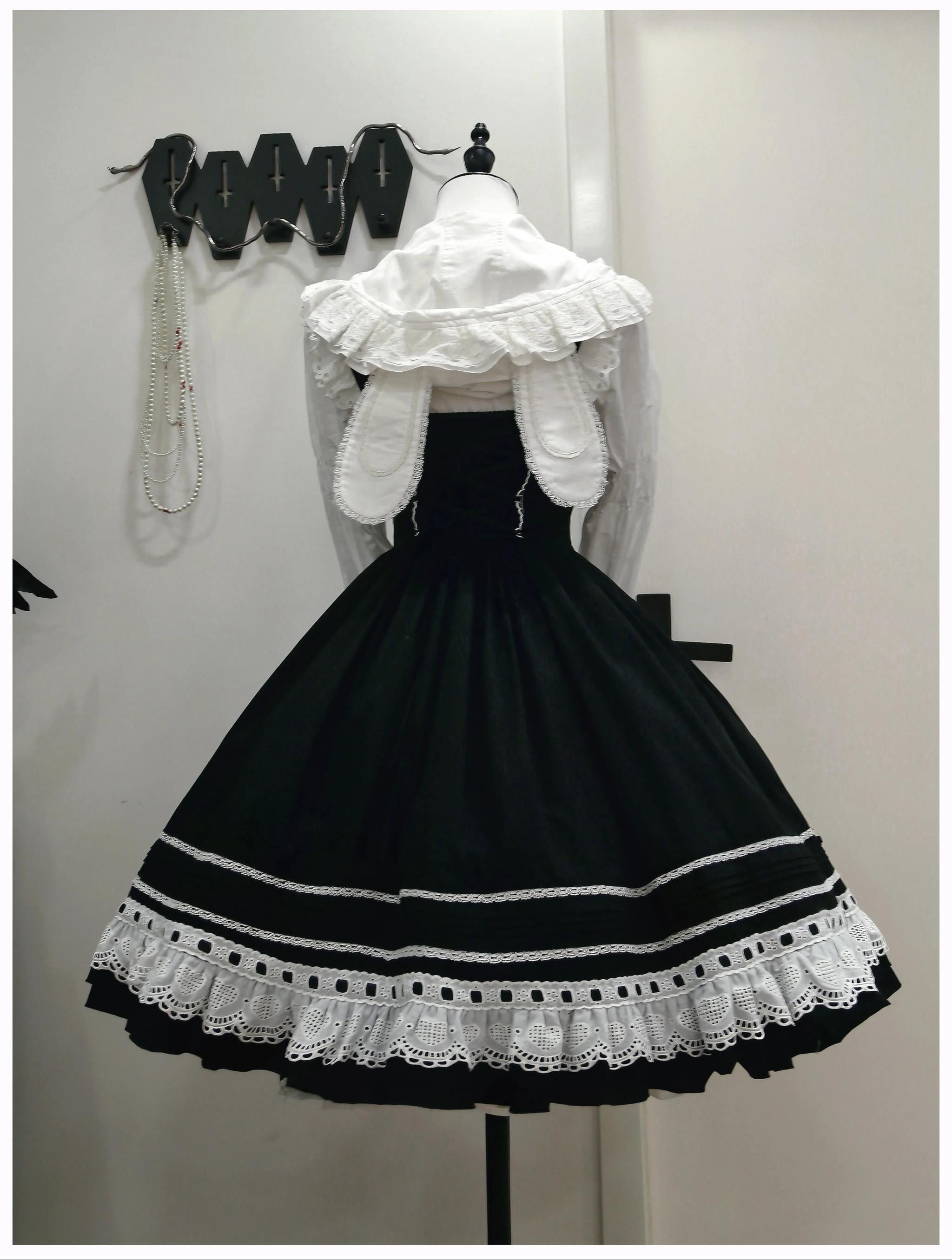 Little Bunny Bakery - Old School Lolita Cotton JSK Dress, Bunny-ear Heart Apron