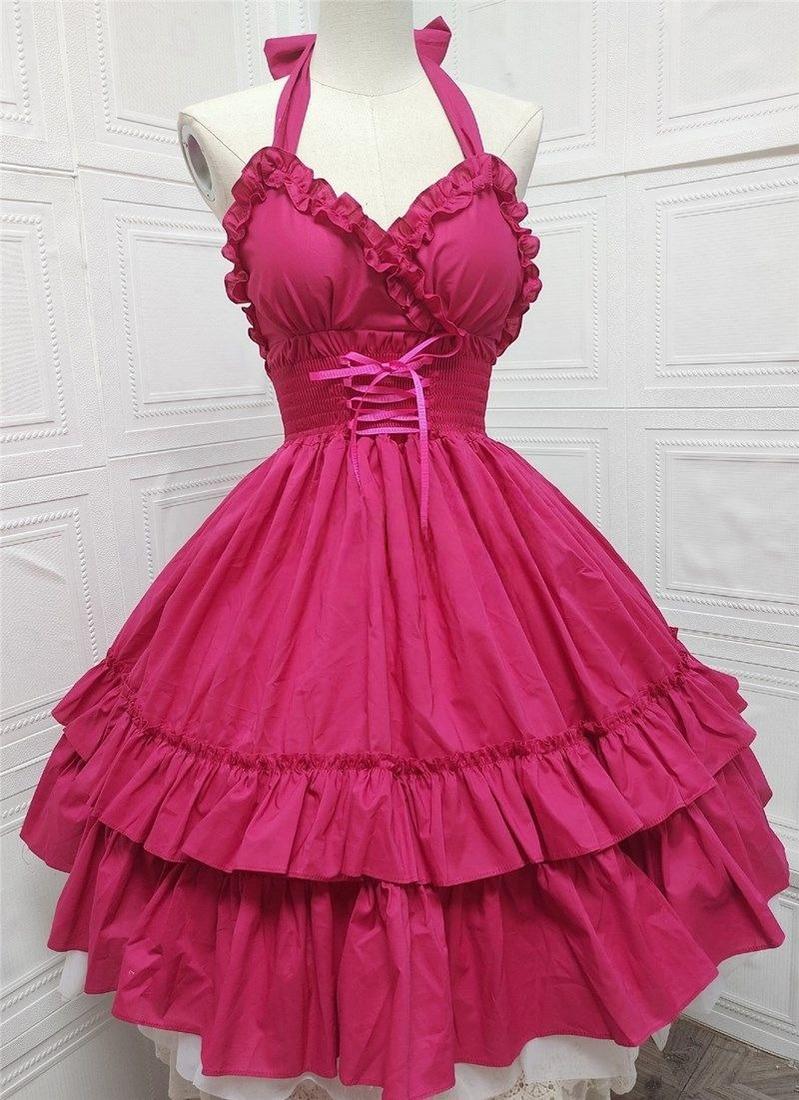 Classic Lolita Halter Neck JSK Dress, Double Layered Skirt 44663:817993