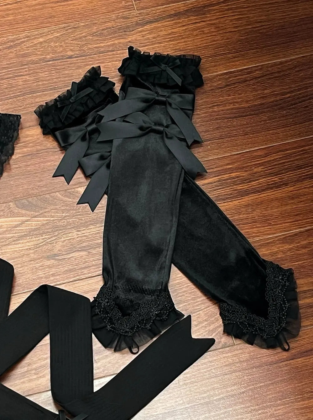 Unnamed Dusk Poem - Classic Lolita OP Dress, Tulle Skirt with Cross Accent A Pair of Velvet Hand Sleeves Only (one size / M) S