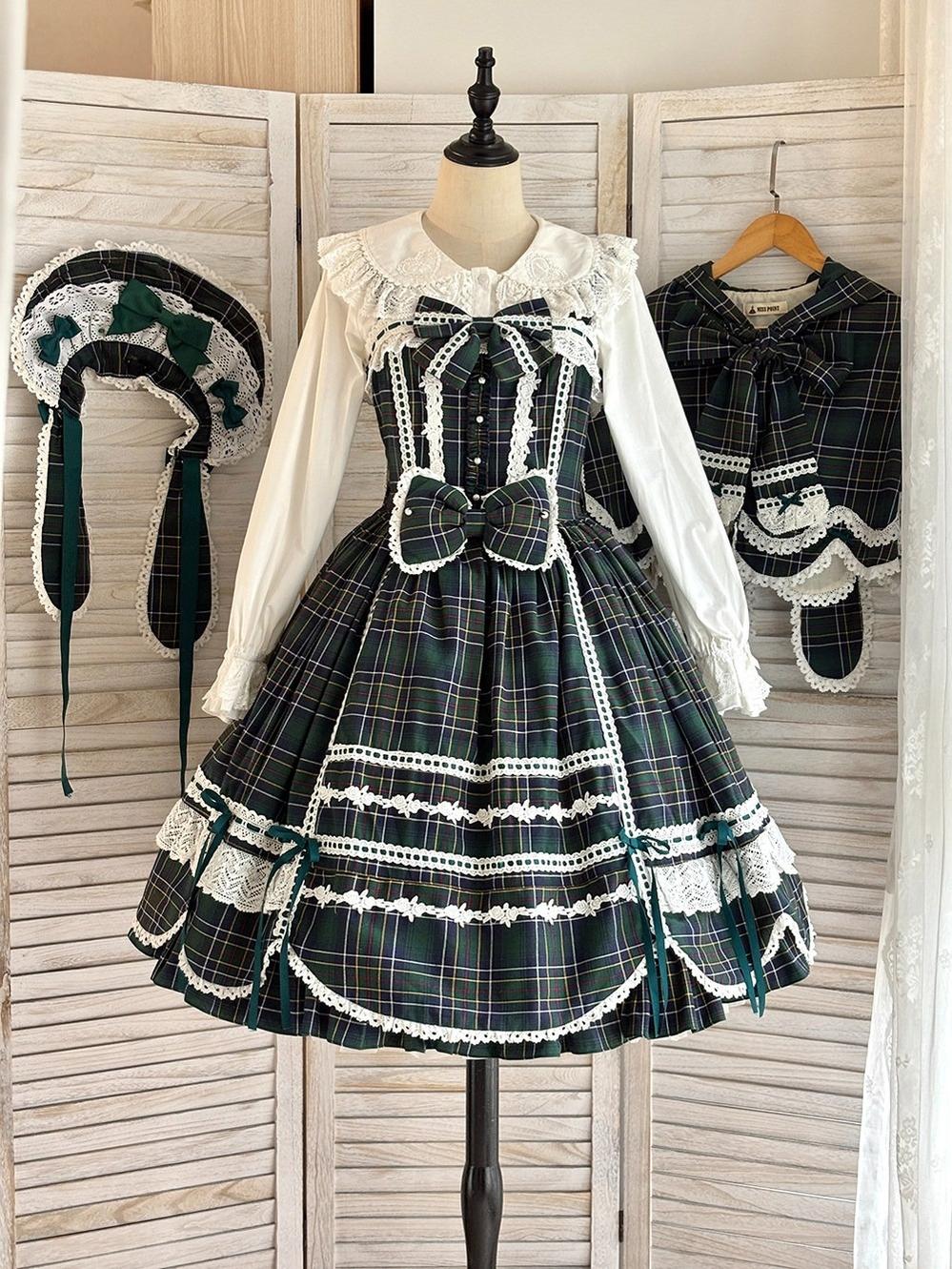 Plaid Petal Bunny - Old School Lolita Plaid JSK Dress, Side Pockets (2XL L M S XL XS) 44674:818482