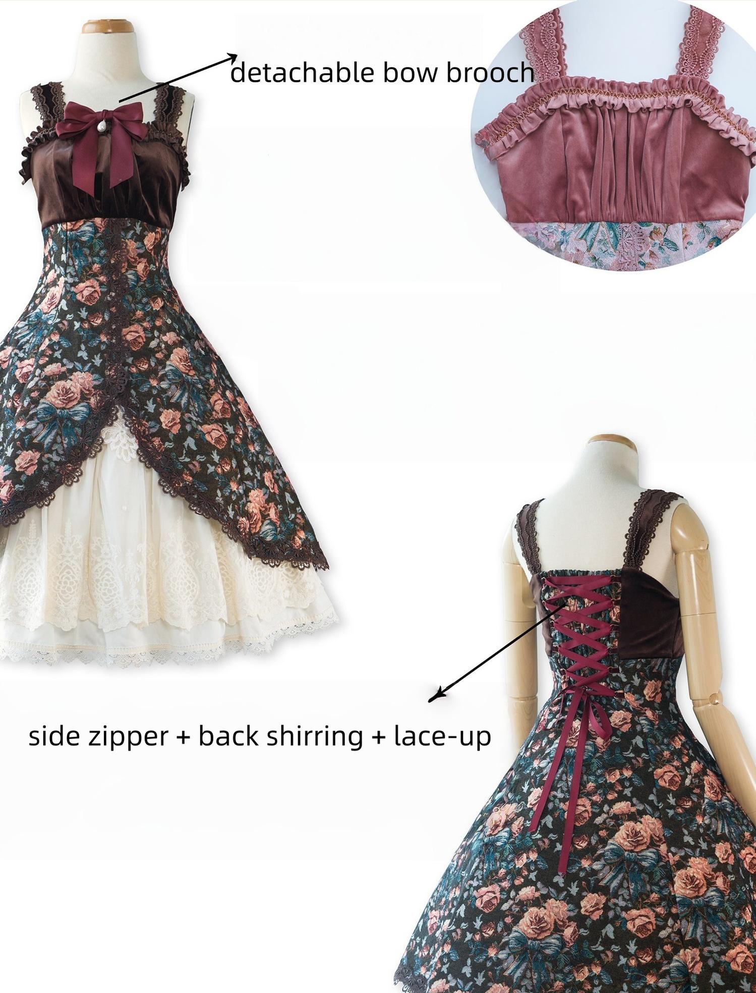 Devonshire Garden - Rose Jacquard JSK Dress, Mermaid Hem