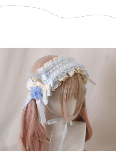 Xiaogui~Four Seasons Floral~Sweet Lolita Headdress Bow KC Lace Cuffs Gorgeous hairband  