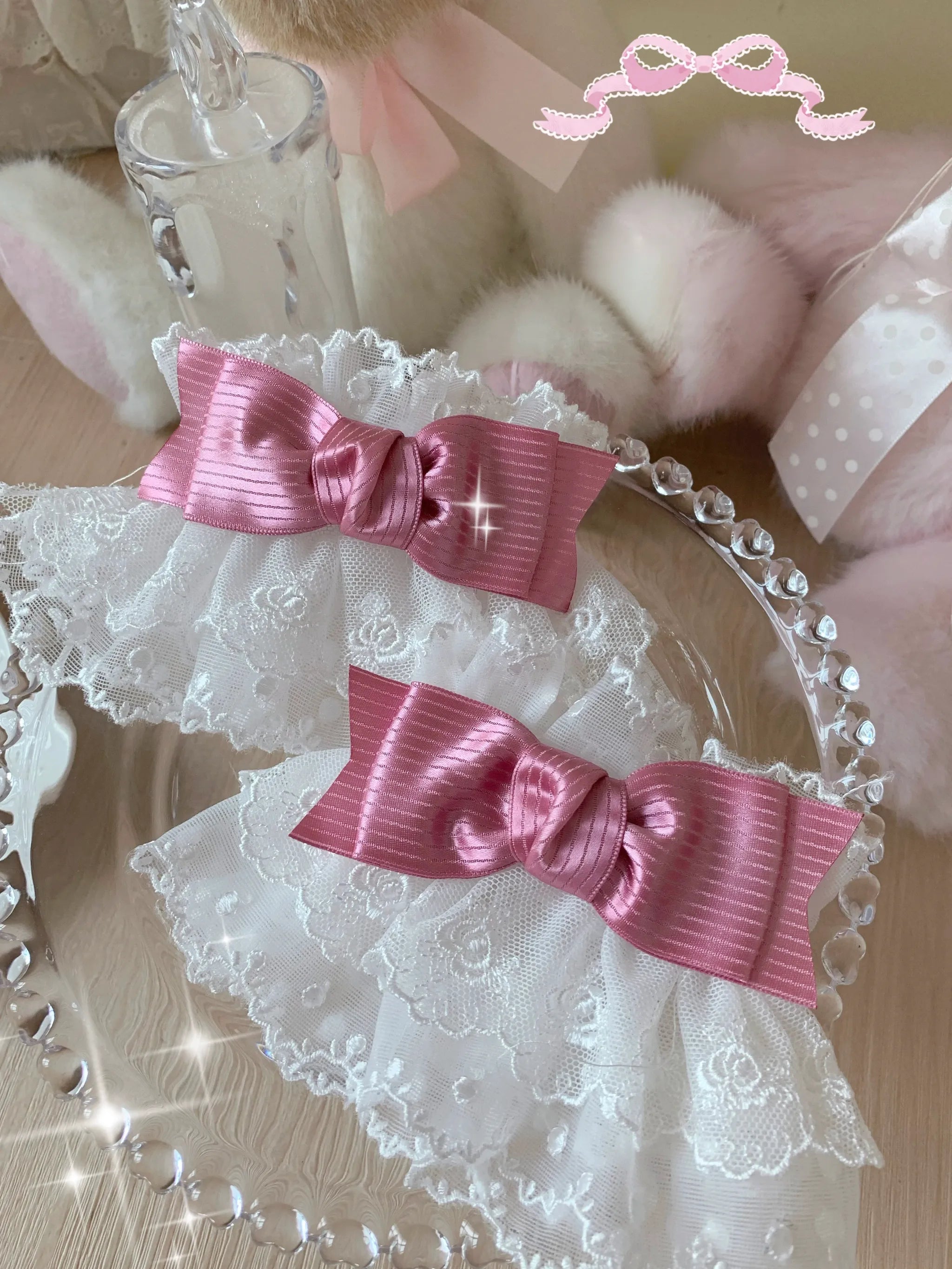 Sweet Lolita Lace Bow Cuffs, Elastic Design 45859:865634