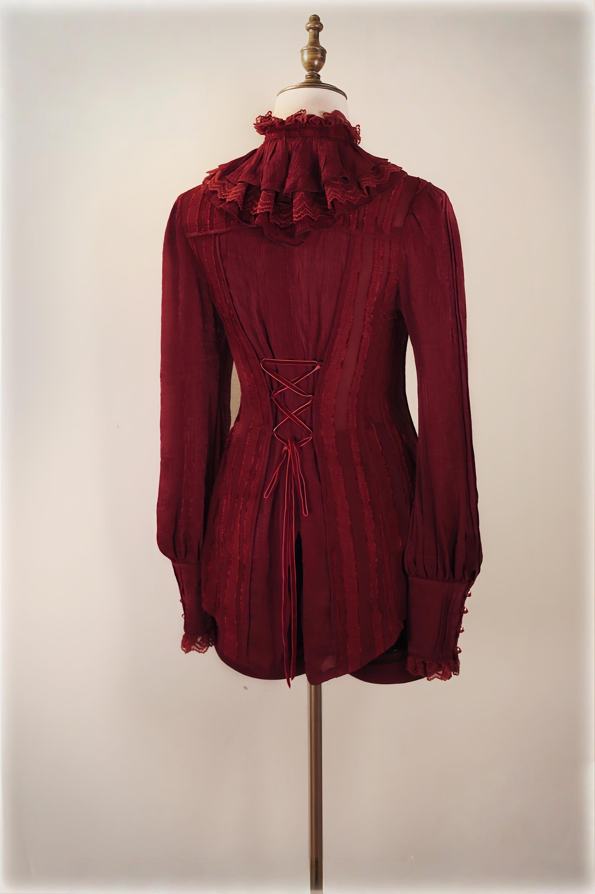 Little Devil - Ouji Lolita Long Sleeve Shirt, Ruffled Lace 44653:817406