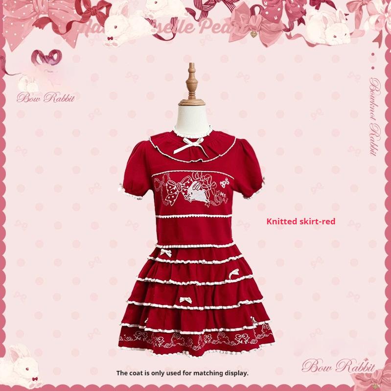 Mademoiselle Pearl~Bow Bunny~IP Collab Sweet Lolita OP Dress Bow JSK OP (L M S XL XS) 38022:578770