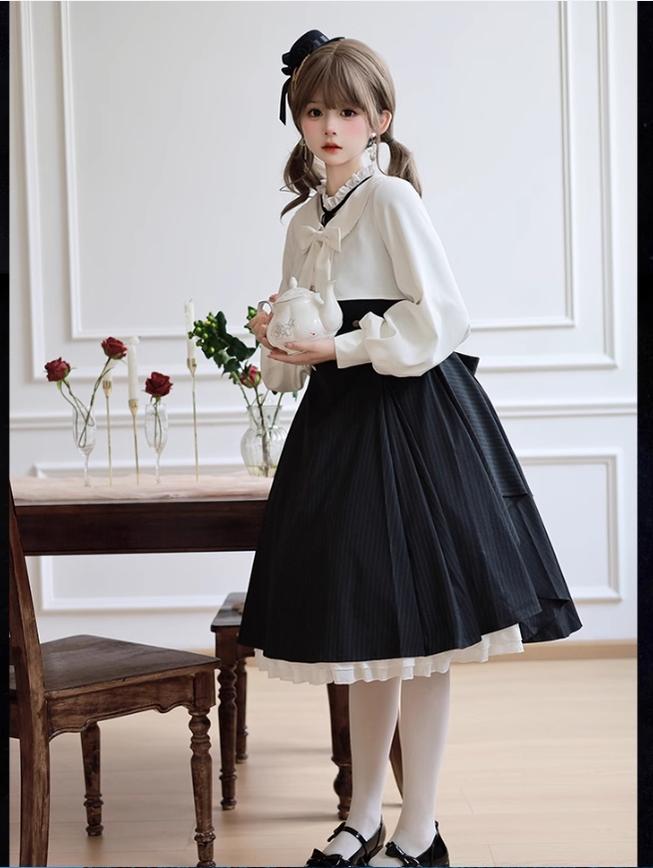 One Button~3.0 Star Astrologer~Classic Lolita JSK Stripe Eight-panel Lolita Skirt