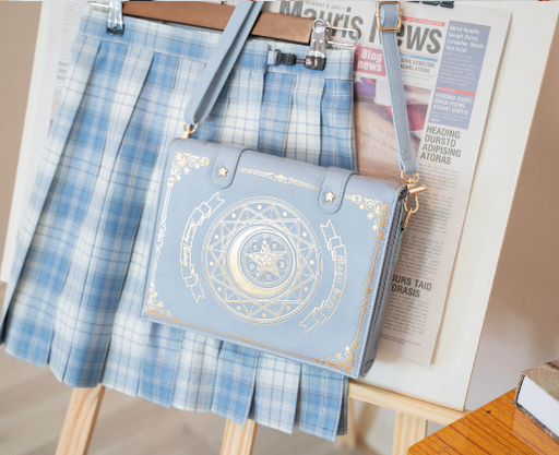 Morning Glory - The Star-Moon Grimoire - Sweet Lolita Crossbody Clamshell bag blue(large)