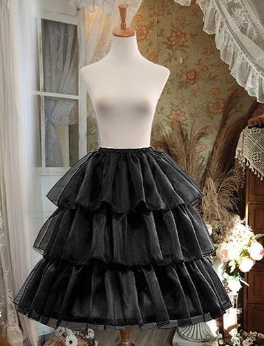 Puffy Lolita Hoop Petticoat, Adjustable Length & Volume Black