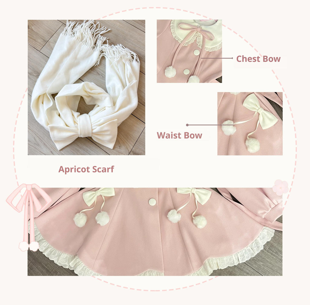 Platycodon House~Winter Love Song~Winter Sweet Lolita Coat Korean Style Overcoat Bow Scarf