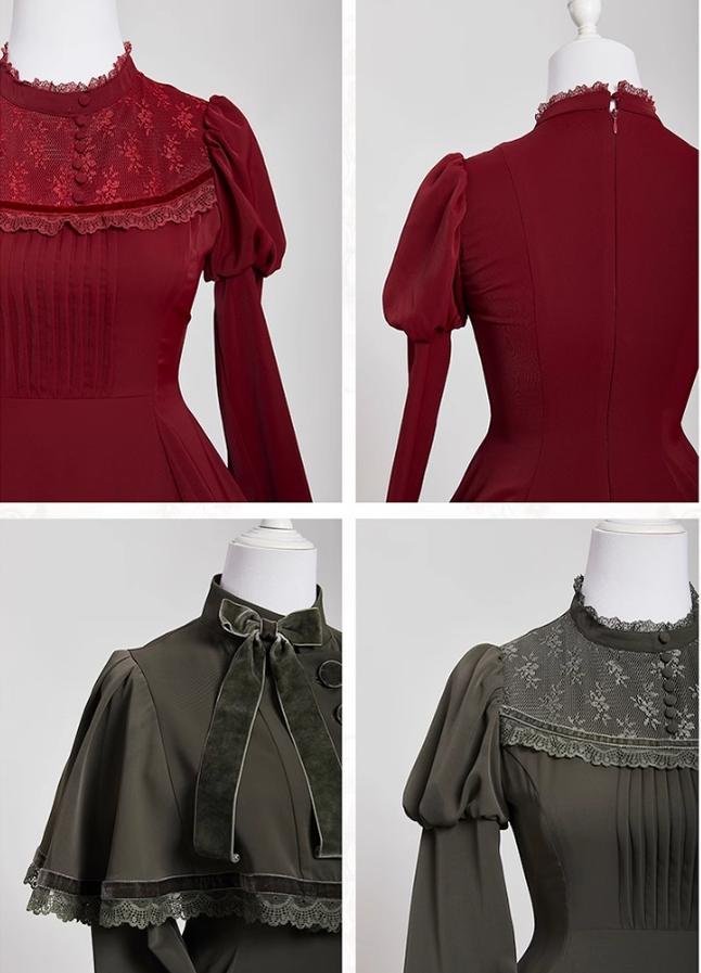 KINOKOKO - Aslan Blessings - Classic Lolita OP Seven-panel Slim Fit Dress with Cape 41988:721730