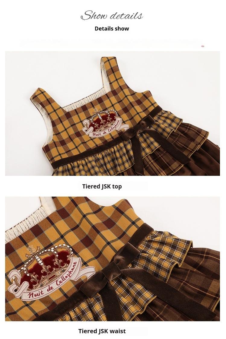 Nuit De Cellophane~Thistle Crown~Punk Lolita Suit Plaid Coat Tiered Skirt   