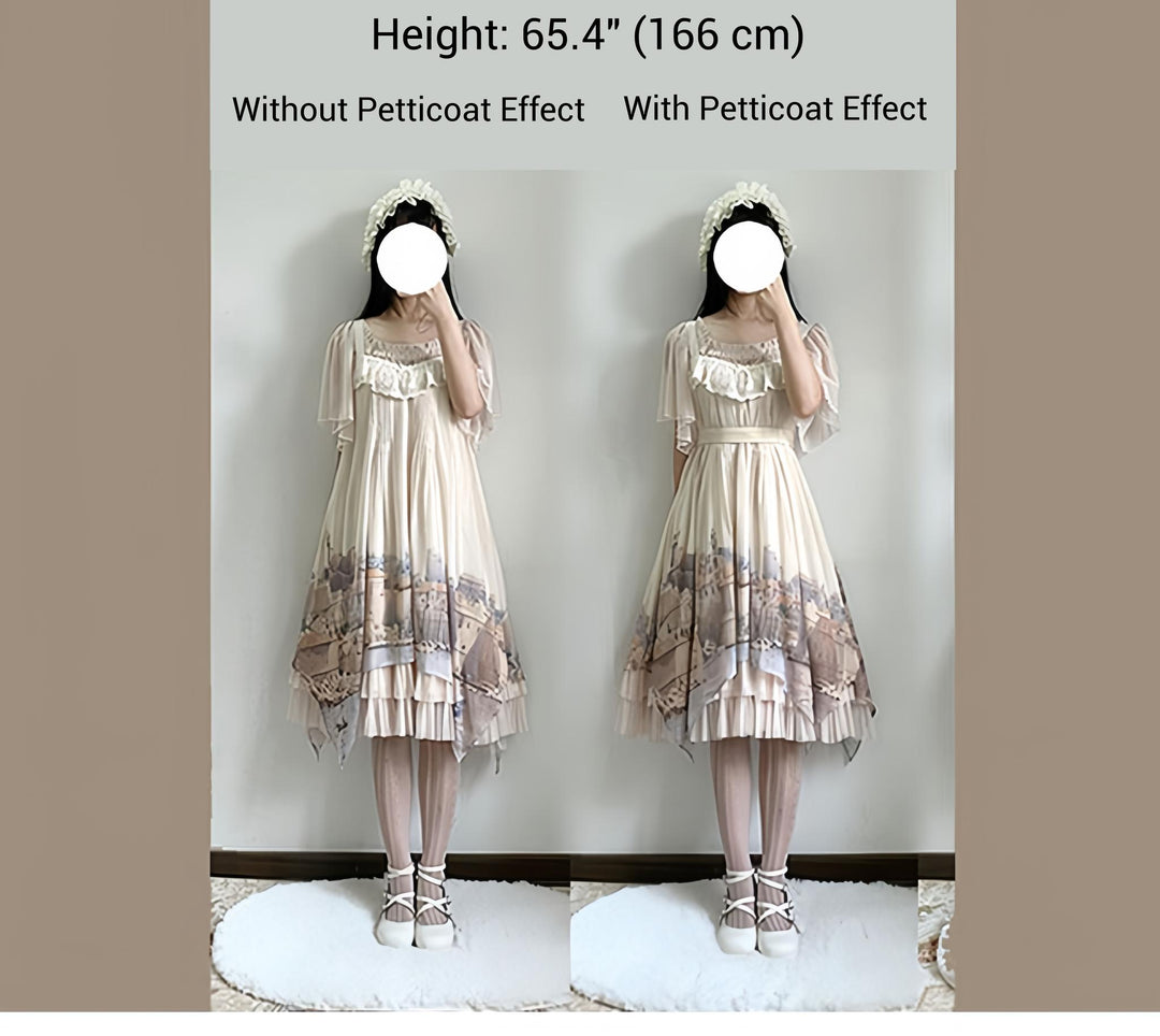 Forest Song - Adriatic - Classic Lolita JSK Chiffon Dress, Gulf City Print