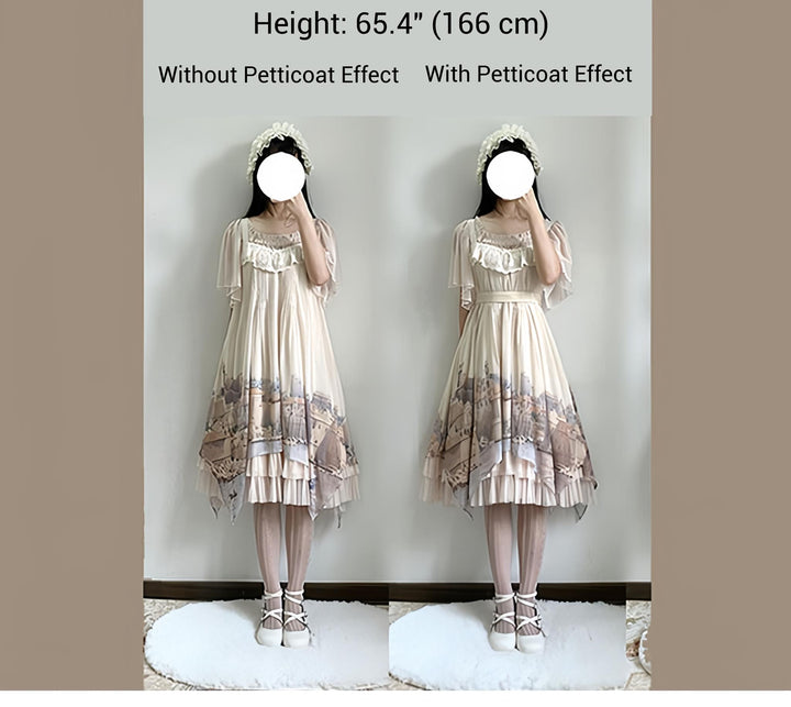 Forest Song - Adriatic - Classic Lolita JSK Chiffon Dress, Gulf City Print