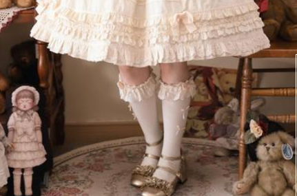 Seventh Puppet~Cream Waffle~Sweet Lolita Doll Sense Dress S ivory socks 