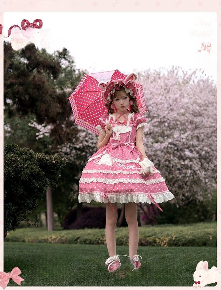 Mademoiselle Pearl~Bow Rabbit~IP Collab Sweet Lolita OP in Multiple Styles 43054:764049
