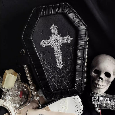 (Buyforme)LovelyLota~ Subculture PU Gothic Lolita Coffin Bag black silver  