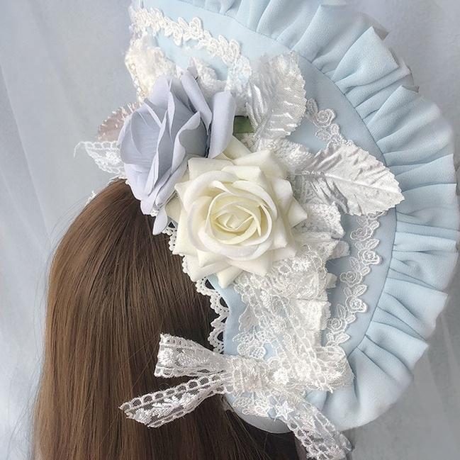 Dawn Wedding - Sweet Lolita Headress, Rose Decorated BNT BNT Only Blue
