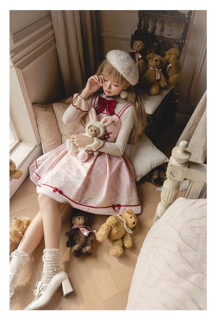 Nikki Tomorrow~Poetic Bloom~Pink Sweet Lolita JSK Dress and Sweater