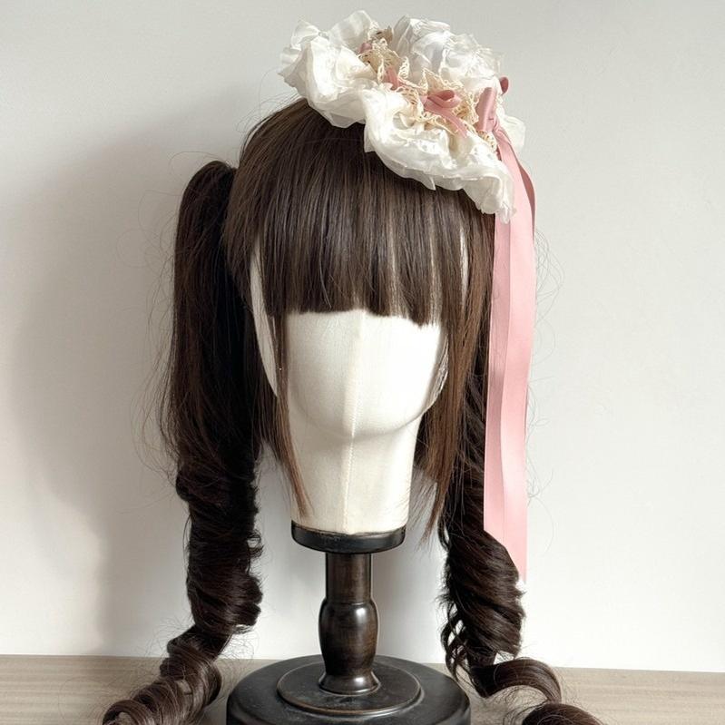 MAID - Spring of Mist - Sweet Lolita Bow Hairclip Bowler Hat KC Ivory Small Bowler Hat Only