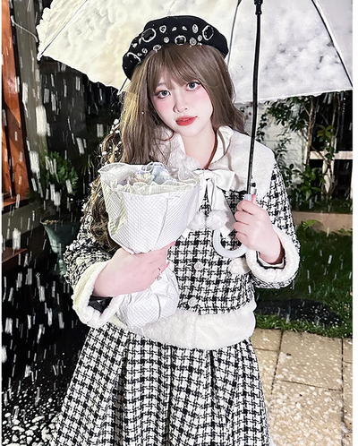 Hard Candy~Plus Size Lolita Dress Plaid Print Lolita Coat Set   