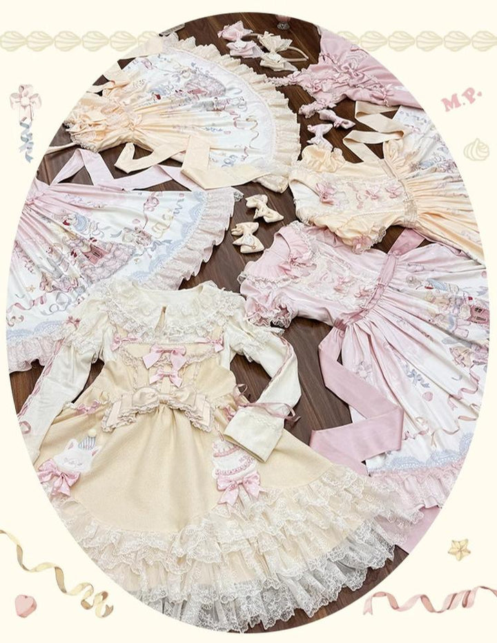 Mademoiselle Pearl~Wedding Cake~Sweet Lolita Dress Suit Printed JSK 41400:695166