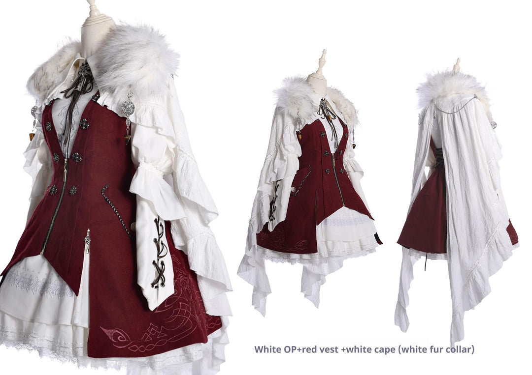 Wuyuzhe~Dragoon Knight 1.0 Version~Western Fantansy Style Suit Embroidery Dress Set Double-Sided Vest   