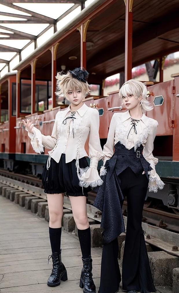 With PUJI~Hunter of Gold~Ouji Lolita Shorts/Pants Outfit Twins Set