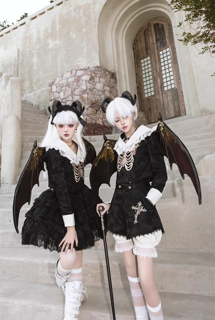 CastleToo~Crossbone~Ouji Lolita Shorts Suit Gothic Lolita Top and Blouse