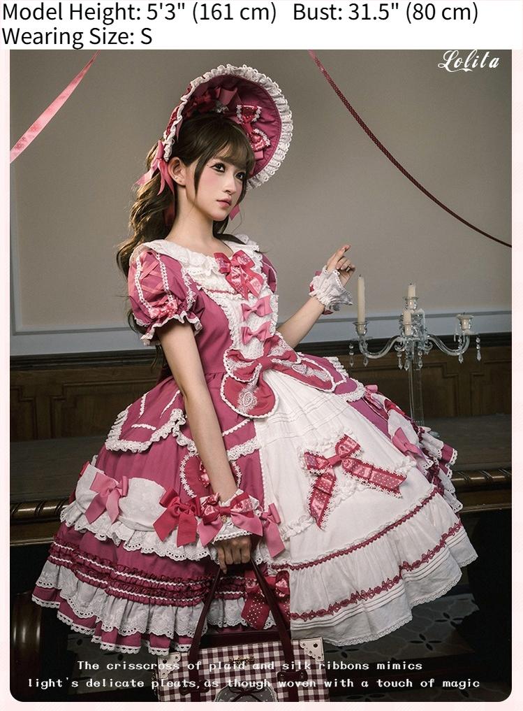 Mademoiselle Pearl - Heart Woven Concerto - IP Collab Sweet Lolita OP Dress, Bow Accents