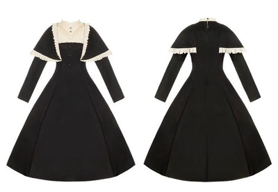 With PUJI~Aria~Gothic Lolita OP Dress Nun Lolita Spring Dress   