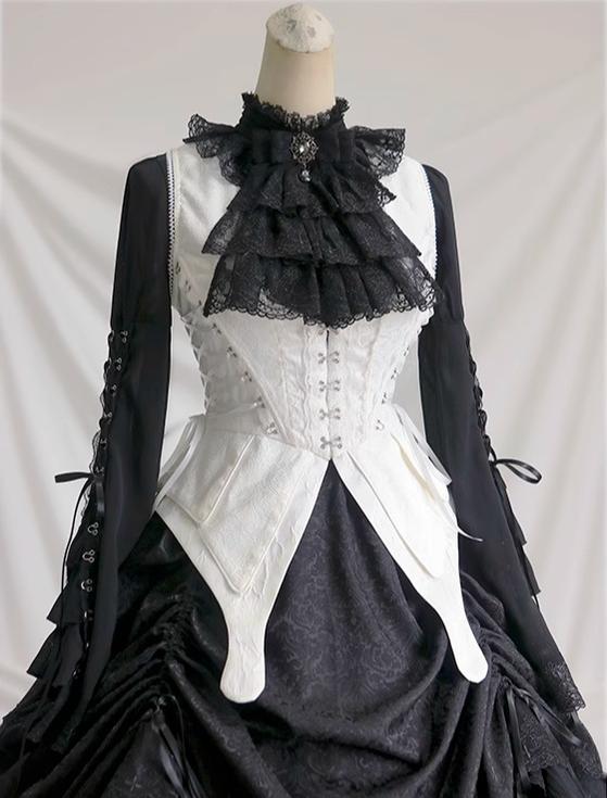 (BFM)MILU ORIG~Herbarium~Gothic Lolita Skirt Set Vest Blouse Multicolors S All White-Vest 
